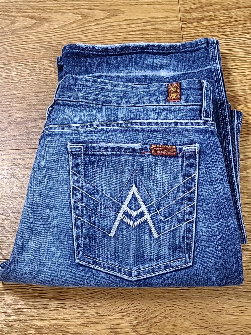 7 For All Mankind A pocket 32x31 Women's Medium Blue Straight Leg Pre-owned Jean